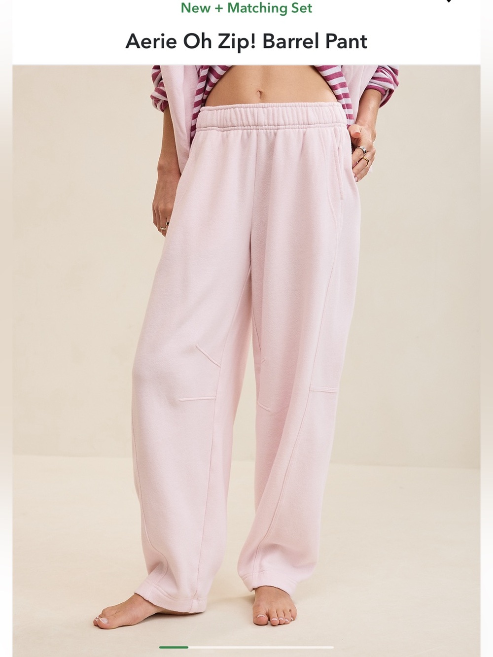 aerie Light Pink Wide-Leg Oh Zip! Barrel Pant